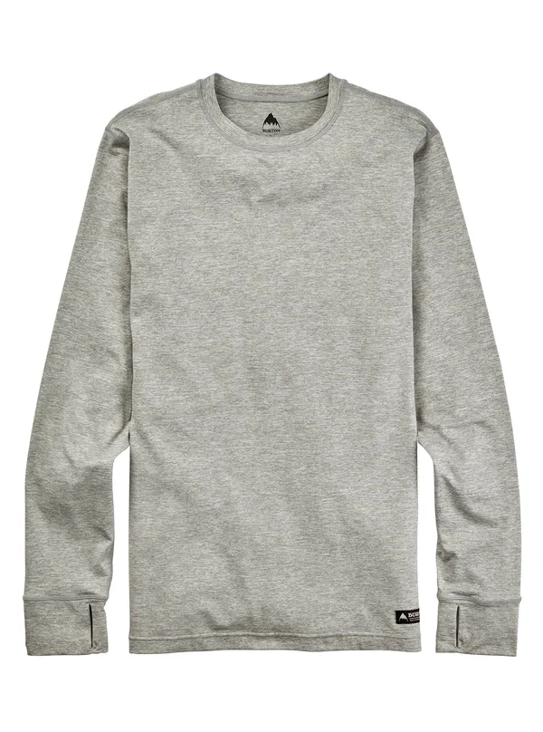 Burton Men's Midweight Base Layer Crew, Gray Heather, Xxs