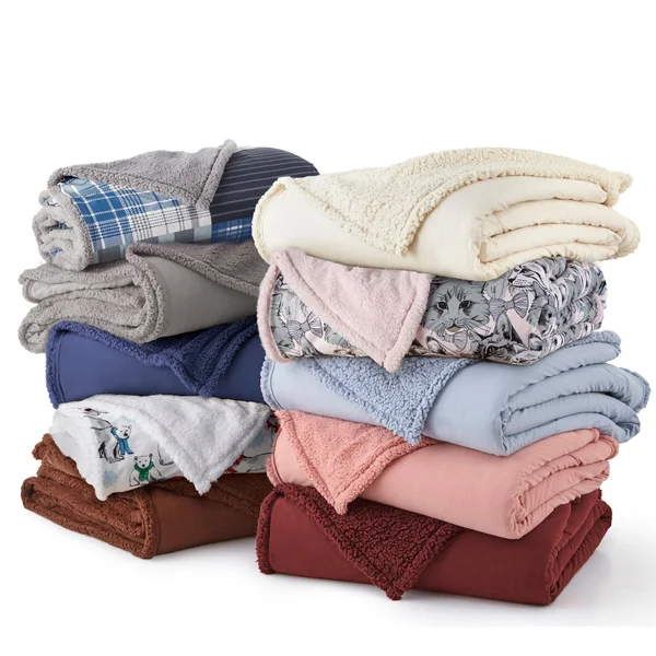 Micro Flannel REVERSE to Sherpa Blanket, Full/Queen, Greystone