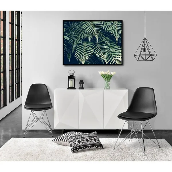 DHP Mid Century Modern Molded Chair with Upholstered SEAT - Set of 2, Black