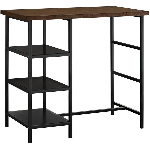 Mainstays 3-Piece Metal Pub Set with Wood Top - Dark Mahogany