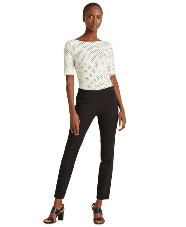 Lauren Ralph Lauren Women's Polka Dot Stretch-cotton Top - Polo Black - Size Xs