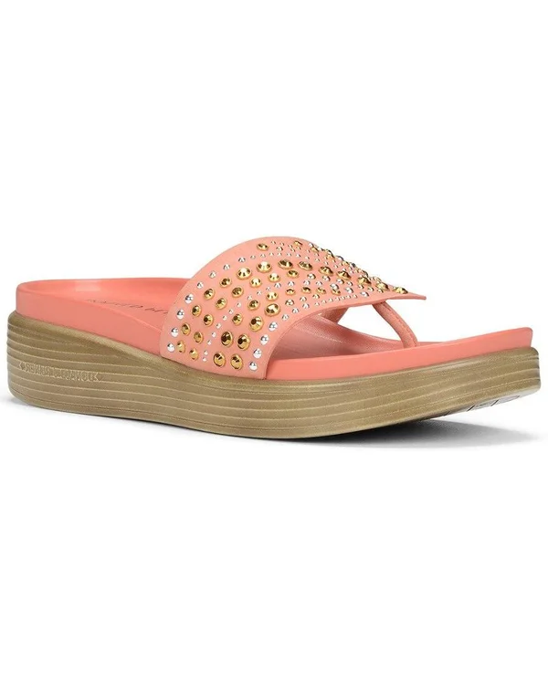 Donald Pliner Suede Wedge Sandal - Salmon, 8