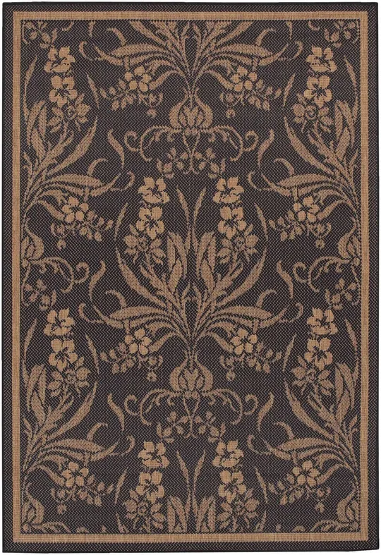 Couristan Recife Garden Cottage Area Rug, 8&6 inch Round, Black-Cocoa