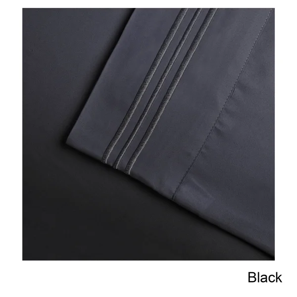 Superior Wrinkle Resistant Emboidered Microfiber Deep Pocket Sheet Set, California King - Burgundy