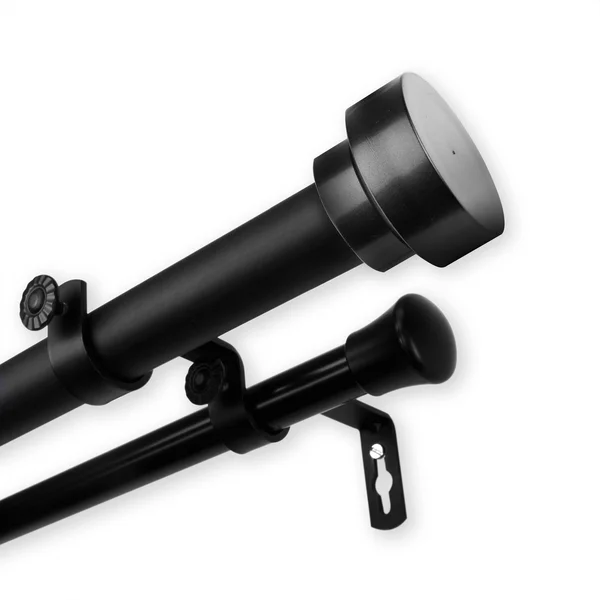 InStyleDesign Beret 1 inch Diameter Adjustable Double Curtain Rod - 66-120 inch - Satin Nickel