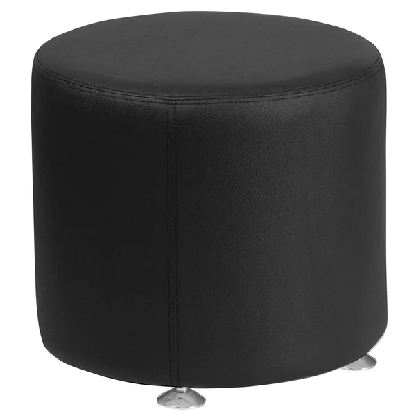 Flash Furniture Leather 18x22 Round Ottoman in Black