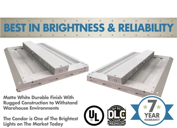 Condor G2 Premium LED High Bay - 223 Watt, 29213 Lumens, Comparable to 6 Lamp T5HO, 8 Lamp T8 or 400 or Higher Watt Fixture, 120