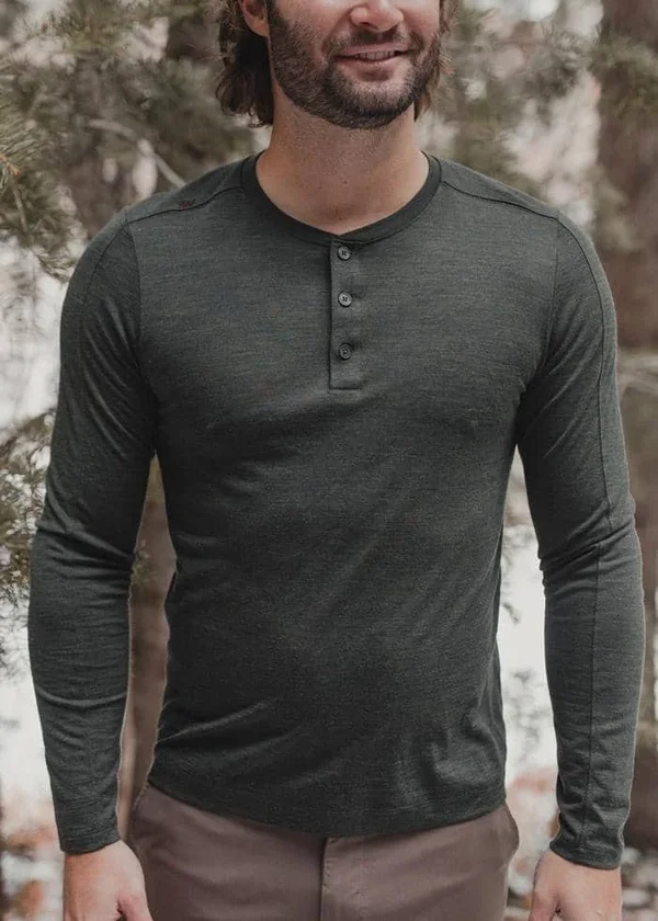 Men's Rhone Trek Wool Blend Henley, Size Small - Green