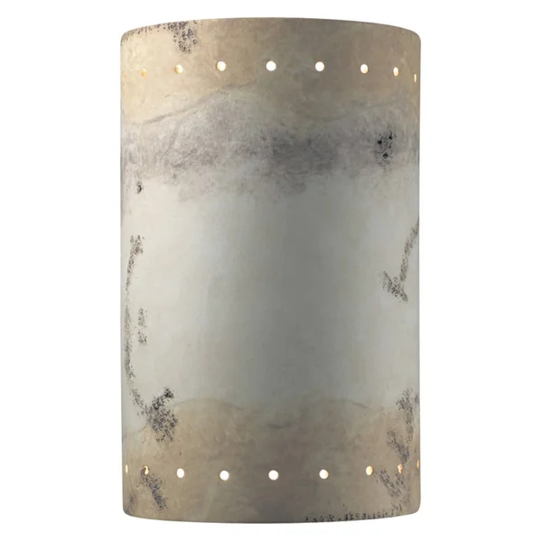 Justice Design Ambiance CER-1295W Large Cylinder with Perfs Outdoor Wall Sconce, Real Rust