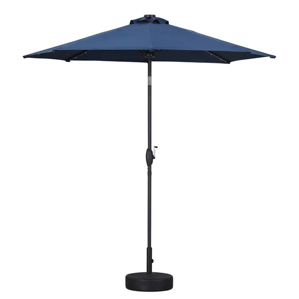 Ainfox 9ft Patio Umbrella with LED Lights & Round Base - Brown, 9 x 9 x 7.61ft