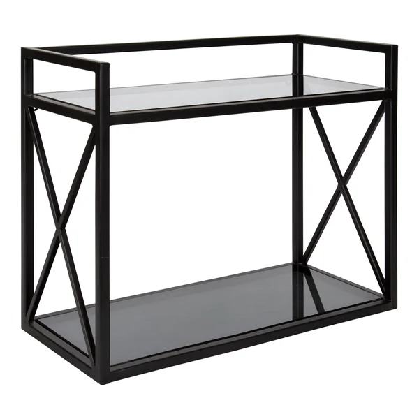 Kate and Laurel Blex Metal and Glass Wall Shelf - 18x8x15 - Black