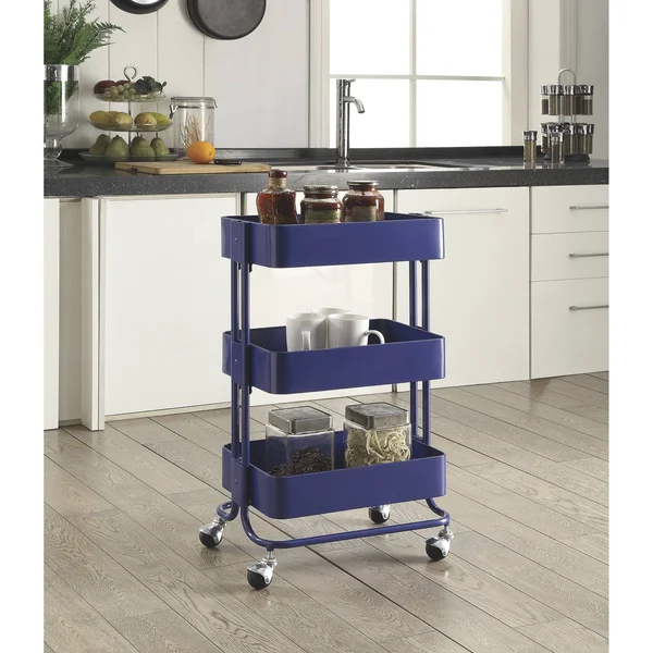 Linon Royal Blue Three Tier Cart