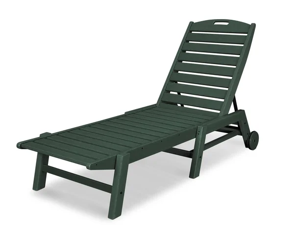 POLYWOOD Nautical Green Stackable Wheeled Chaise