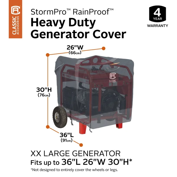 Classic Accessories StormPro Rainproof Heavy Duty Generator Cover, XX-Large