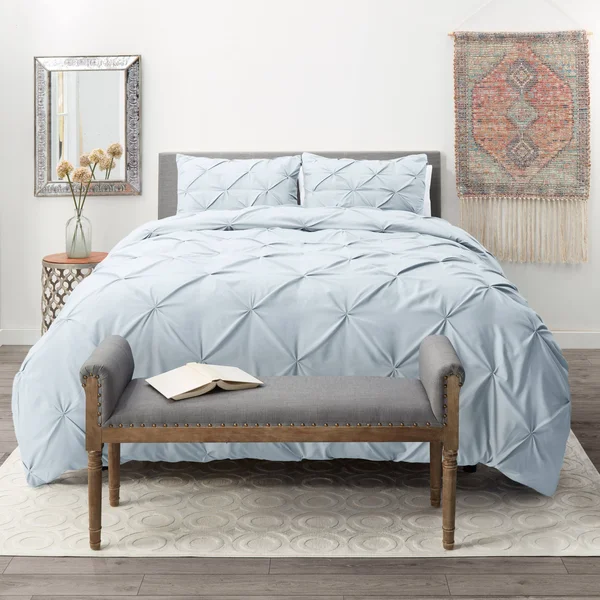 Nestl Bedding Pinch Pleat Duvet and Comforter Set - Down Alternative Comforter and Ultra Soft Microfiber Duvet Set - Twin - Ligh