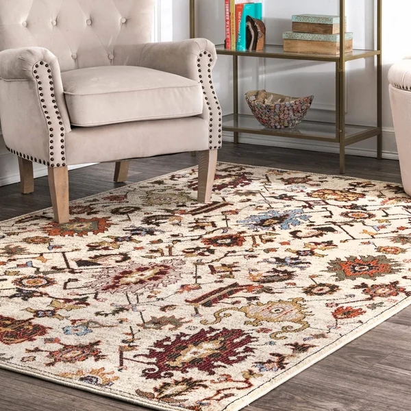 nuLOOM Transitional Melange Oriental Bloom Area Rug Blue 5& x 8& 5& x 8&