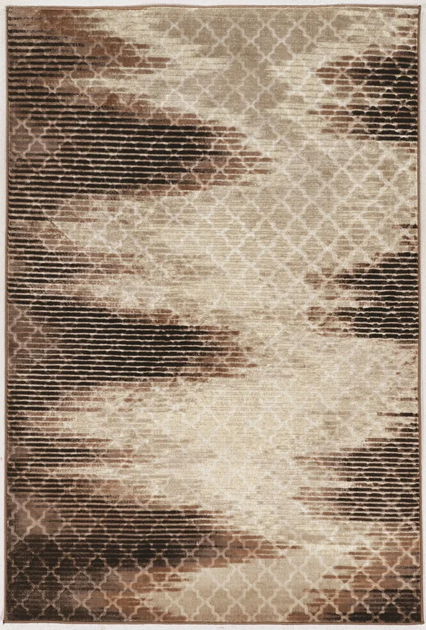 Linon Evolution Trellis 5& x 7&6x22 Zig Zag Rug in Beige and Brown