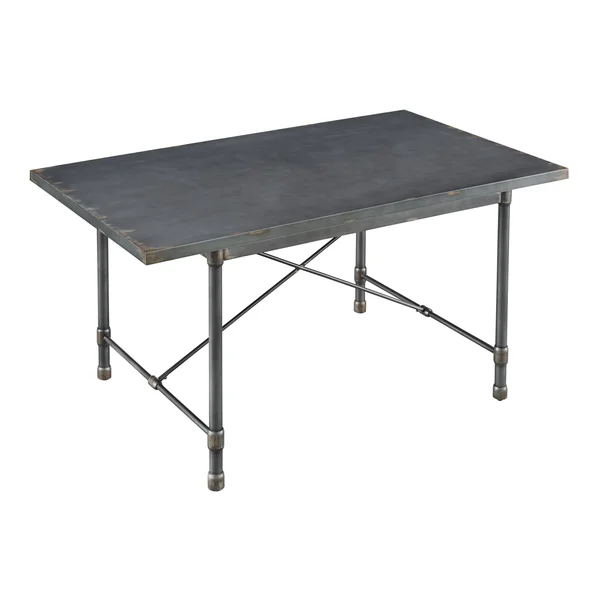 Delacora Hm-Ds-D066 60 inch Wide Metal Dining Table - Hand Distressed - Size: 60.0\, Gray