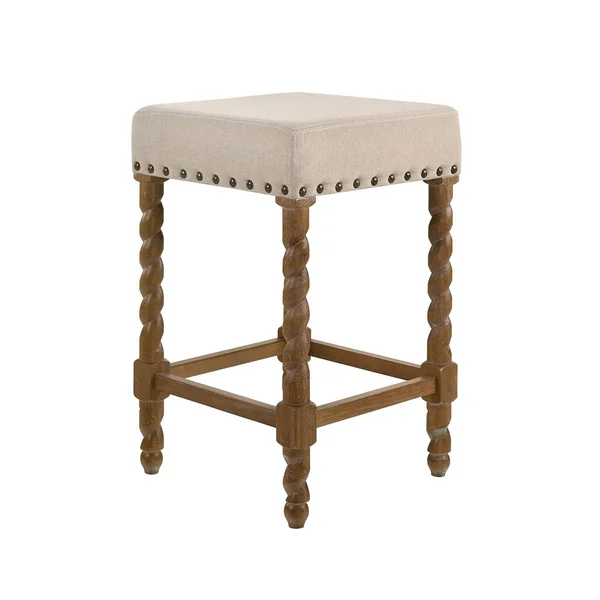 24x22 Cadmus Counter Height Barstool Natural Oak/Beige - Carolina Chair & Table