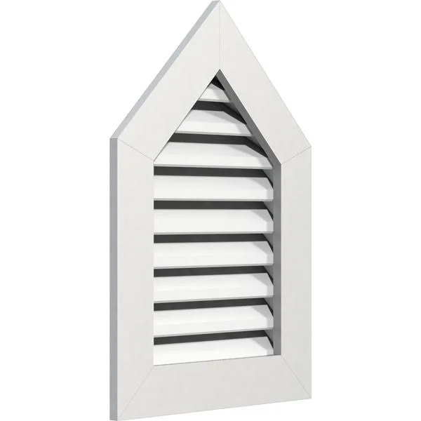 28 inchw x 30 inchh Peaked Top Gable Vent (33 inchw x 35 3/4 inchh Frame Size) 14/12 Pitch: Functional, PVC Gable Vent w/ 1 inch