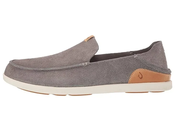 Olukai Nalukai Kala Men's Leather Slip on Shoes Fog, Bone - 7