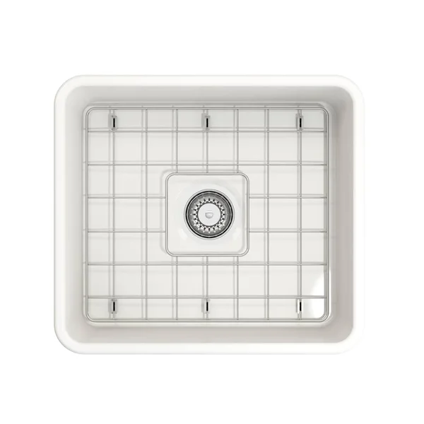 BOCCHI Classico Farmhouse Apron Front Fireclay 20x22 Single Bowl Kitchen Sink with Protective Bottom Grid and Strainer, Black