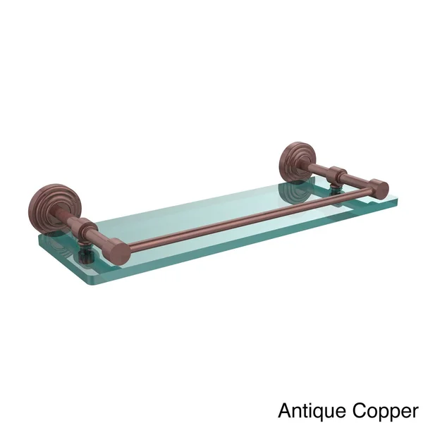 Allied Brass Waverly Place Glass Shelf with Gallery Rail - Antique Copper - 16 inch