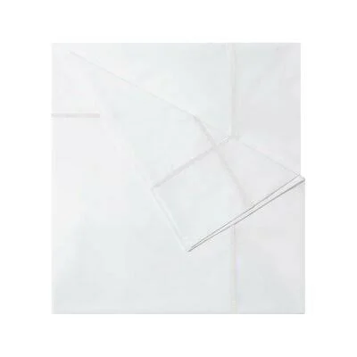 Athenna 500 Thread Count 100% Cotton Percale Flat Sheet Yves Delorme White Twin