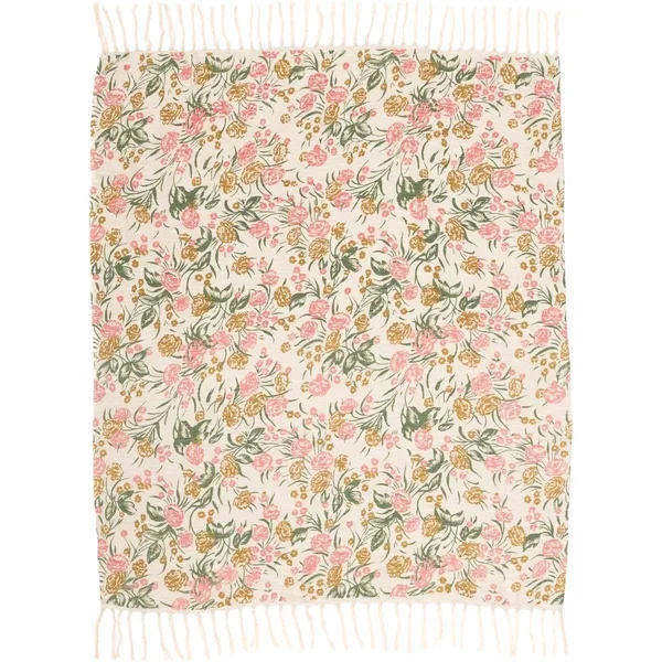 VHC Brands, Madeline Floral Printed Woven Throw 60x50