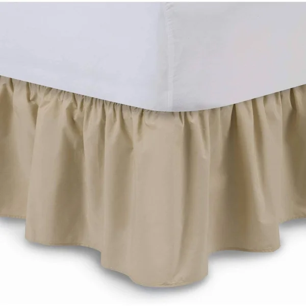 Ruffled Bed Skirt Full, Stone 21 inch Drop Bedskirt with Platform, Wrinkle and F