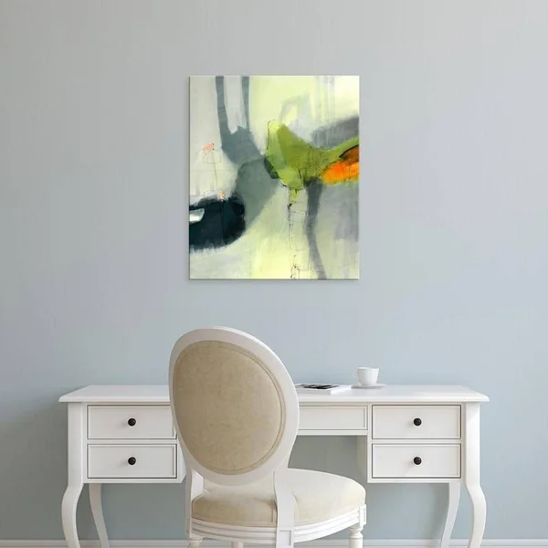 Easy Art Prints Sidsel Brix's 'Green Bird' Premium Canvas Art - 36 x 30 - Classic Black Frame
