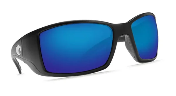 Costa Del Mar Blackfin Black Sunglasses, Blue Mirror 580p