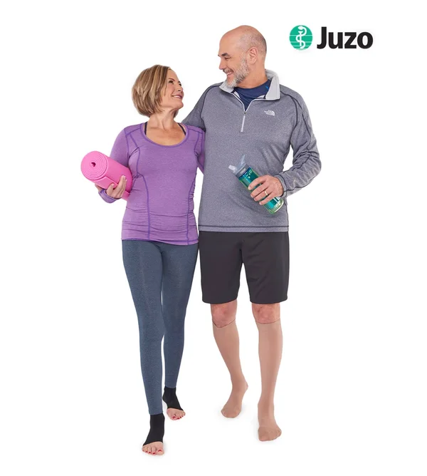 Juzo Dynamic 20-30 mmHg Open Toe Thigh High w/ Silicone Top Band - IV, Short, Black