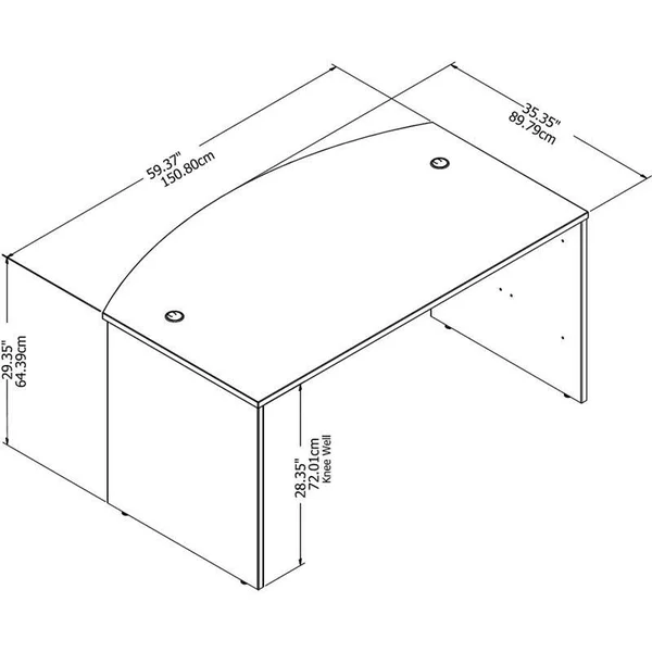 Scranton & Co 60x22 x 36x22 Bow Front Desk in White