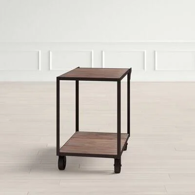 Narmada Bar Cart Frame Color: Antique Black, Top Color: Light Brown