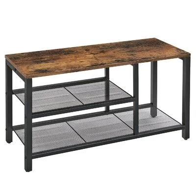 17 Stories Shoe Bench - Shoe Rack with SEAT, Dense Mesh Shelves and Tall Compartment for Boots, Hallway, Stable Steel Frame, Indu