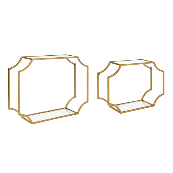 Kate and Laurel Ciel Modern Glam Metal Wall Shelf Set - 2 Piece 24 inch - Gold