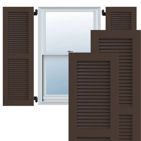 Ekena Millwork CWL15X026TBC 15x22W x 26x22H Exterior Composite Louvered Shutters (Per Pair), Tudor Brown
