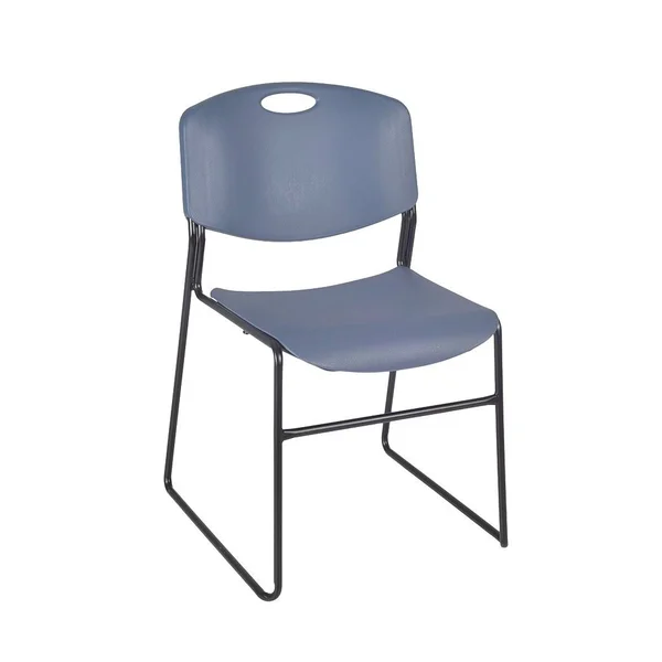 Kobe 48x22 Round Breakroom Table- Mahogany & 4 Zeng Stack Chairs- Blue