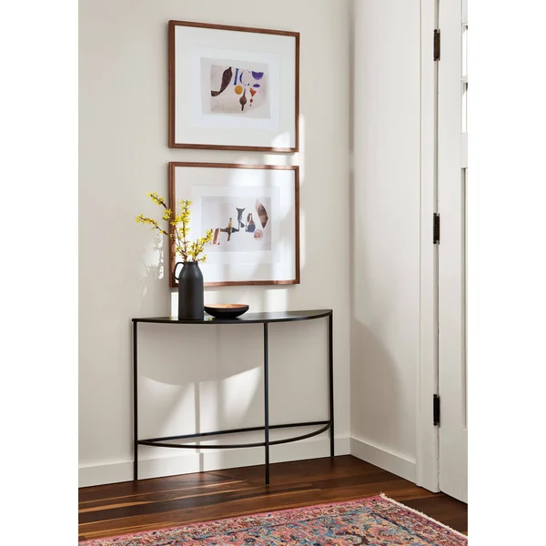 Room & Board, Modern Slim Half-Round Console Table 12D 36W 29h in Taupe Grey