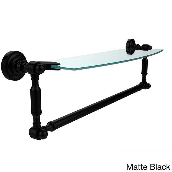 Allied Brass DT-33TB-18-ABR 18 in. Dottingham Glass Vanity Shelf with Integrated Towel Bar Antique Brass