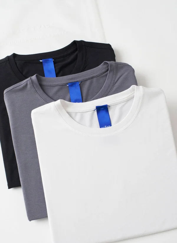 Kit and Ace Men's Ace Crewneck Tees, 3 Pack, Black/Shade/Bright White, Size Xs