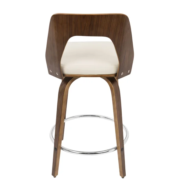 LumiSource Trilogy Walnut and Cream Mid-Century Modern Counter Stool