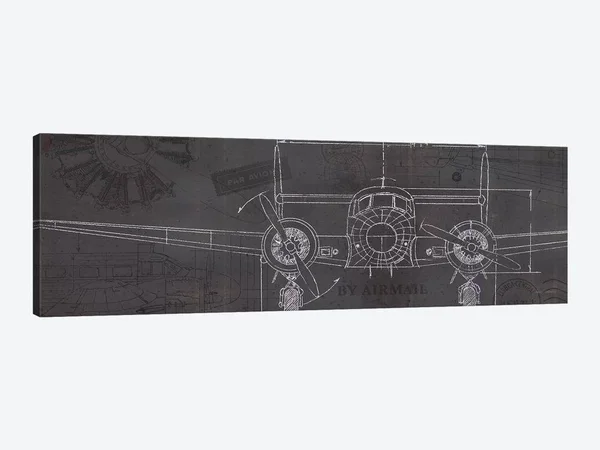 Marco Fabiano Canvas Art Prints - Plane Blueprint IV ( Prints & publications > blueprints & Patent sketches > Av