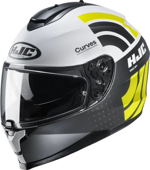HJC C70 Curves Helmet - black-white-yellow, Size L