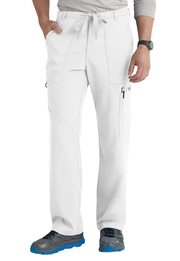 Grey&s Anatomy Scrubs Men's 6-Pocket Utility Pant - White, S