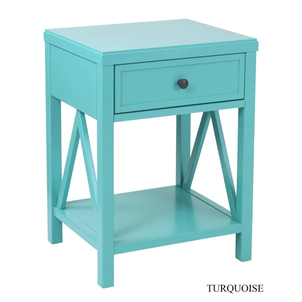 The Gray Barn Latigo Acacia Wood End Table, Turquoise