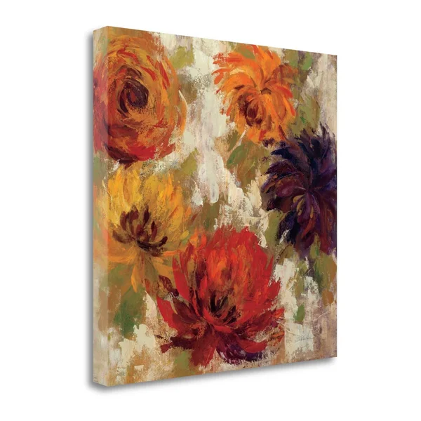 Tangletown Fine Art 'Fiery Dahlias II' by Silvia Vassileva Painting Print on Wrapped Canvas