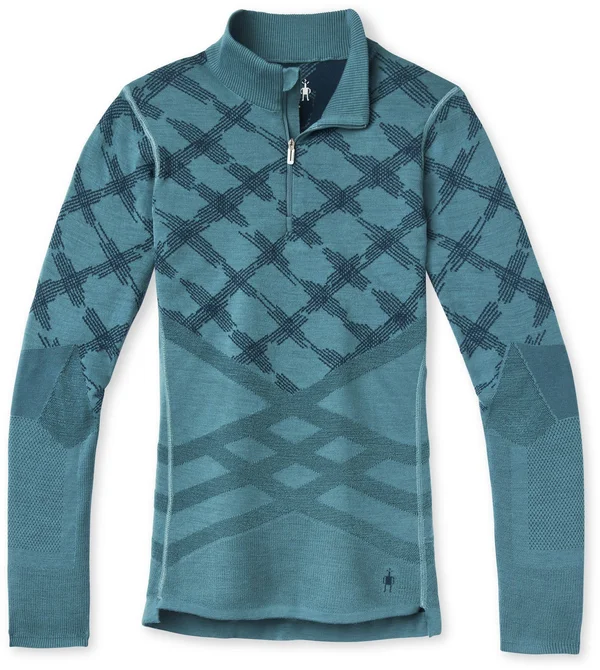 Smartwool Intraknit Merino 200 Pattern 1/4 Zip - Women's Blue Spruce Ski Tracks, Xs
