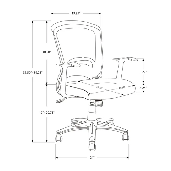 Monarch Specialties Mesh Mid-Back/Multi-Position Office Chair - Black